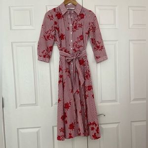 Zara striped embroidered midi dress